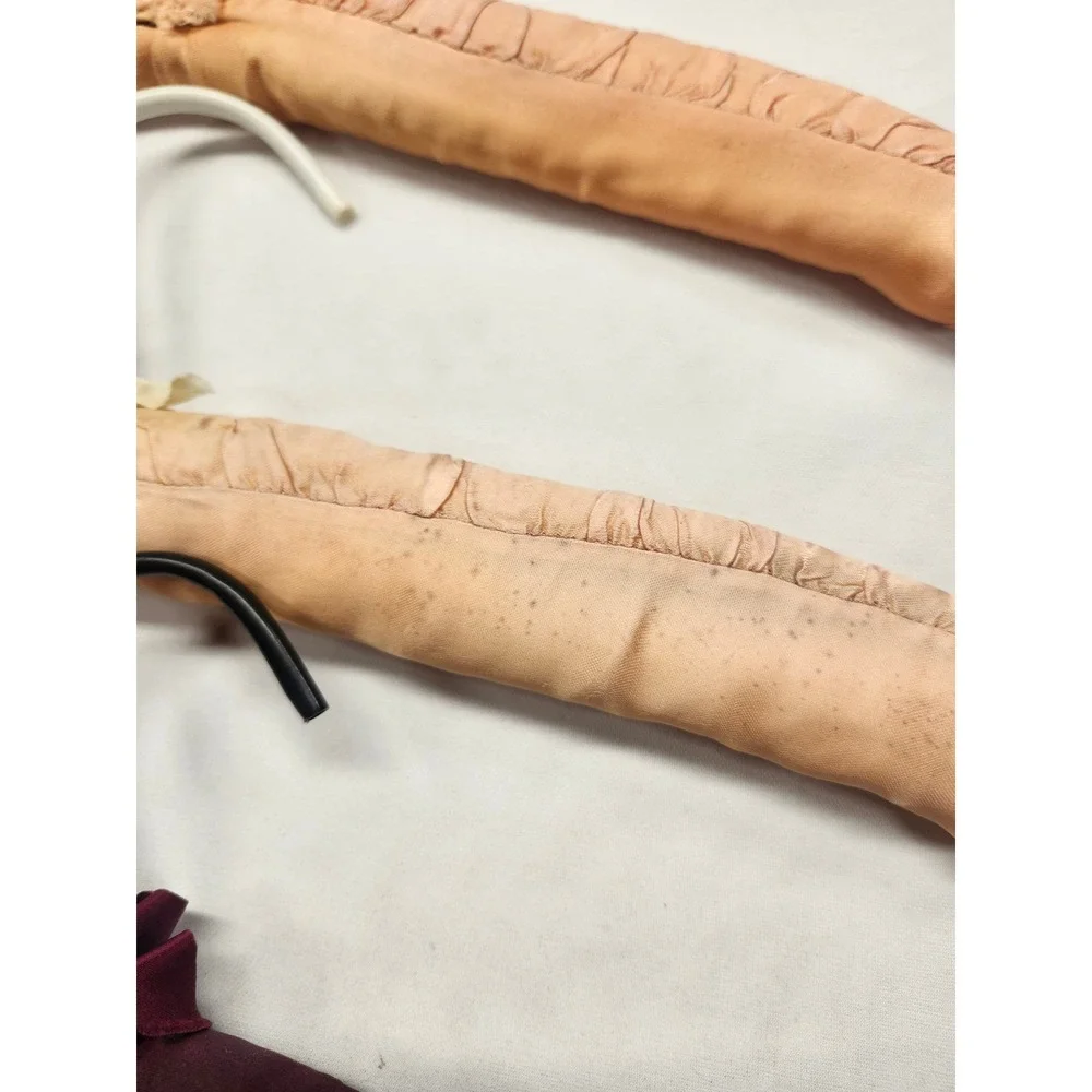 Vintage Padded Satin Hangers Set of 6 Burgundy Pink Cream Restoration Project